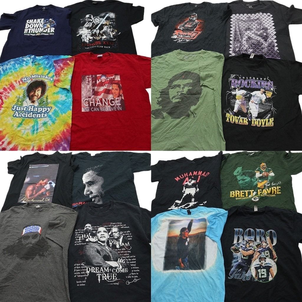古着卸 まとめ売り 人物 Tシャツ 16枚セット ( メンズ L/XL ) タイダイ柄 プロチーム NFL モハメドアリ MLB 中古 古着 NE6972