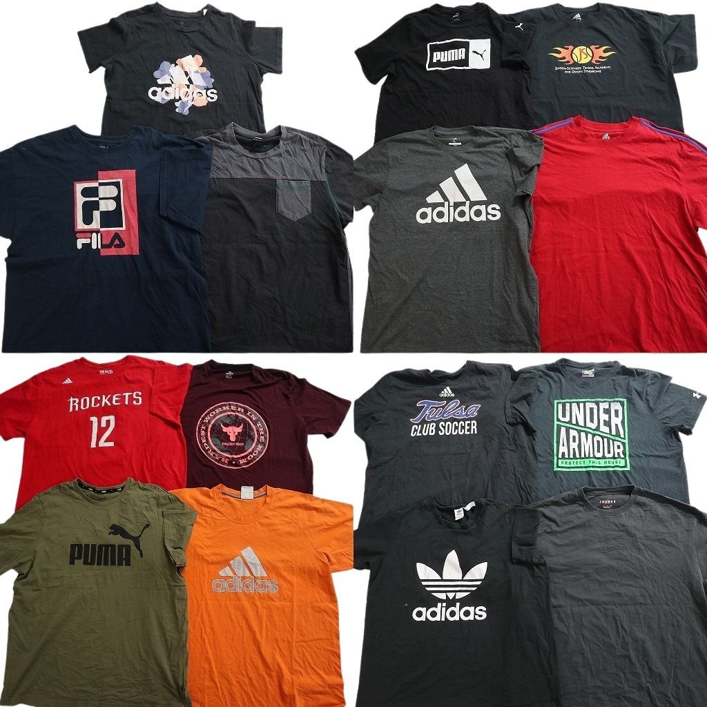 古着卸 まとめ売り スポーツブランドMIX Ｔシャツ 15枚セット ( メンズ XL/2XL ) ジョーダン アディダス プーマ トレフォイル 中古 NE6989