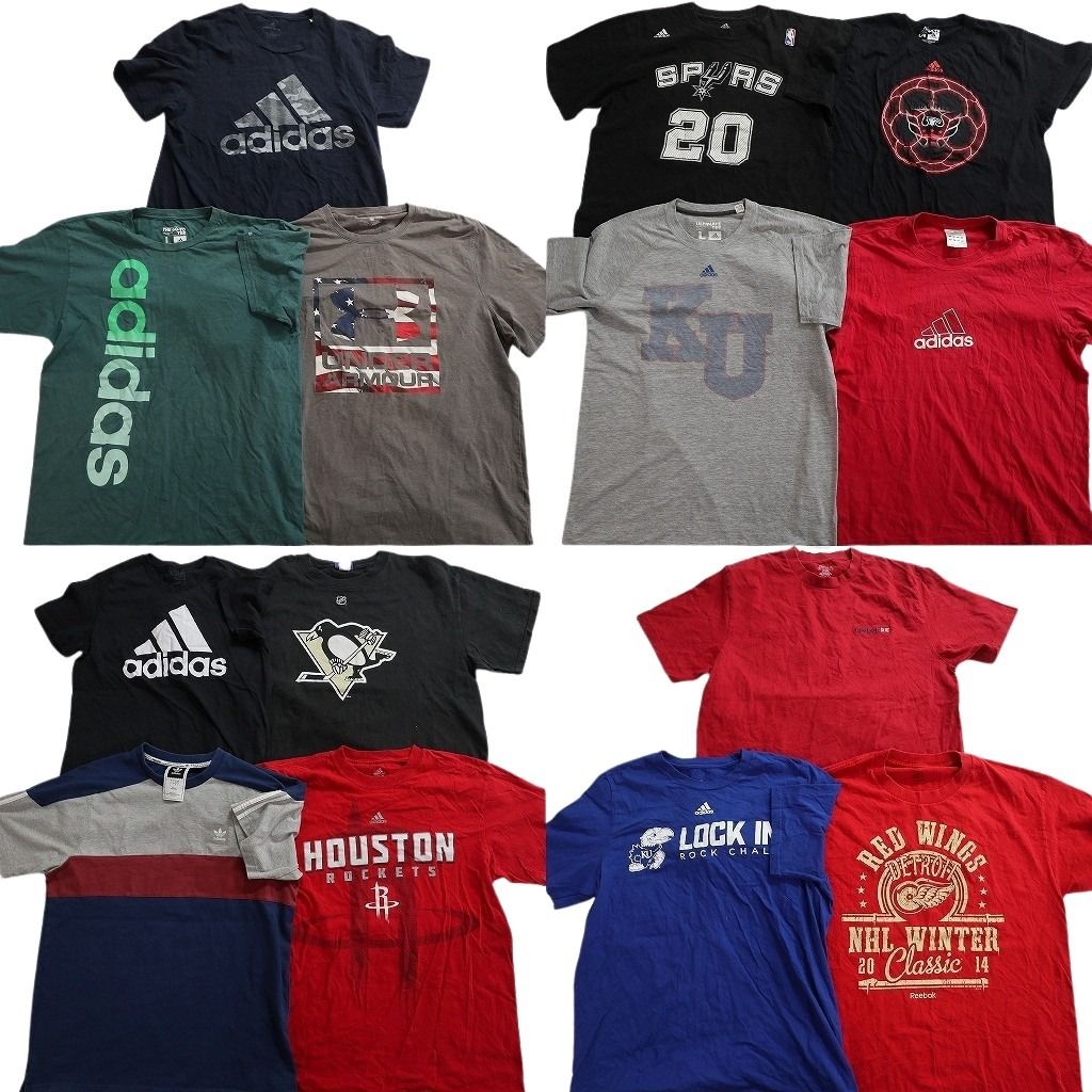 古着卸 まとめ売り スポーツブランドMIX Ｔシャツ 14枚セット ( メンズ L ) アディダス リーボック トレフォイル プロチーム 中古 NE6991