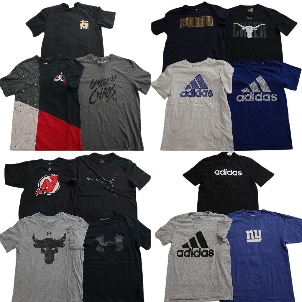 古着卸 まとめ売り スポーツブランドMIX Ｔシャツ 14枚セット ( メンズ S/M ) アディダス リーボック プーマ ジョーダン 中古 古着 NE6995