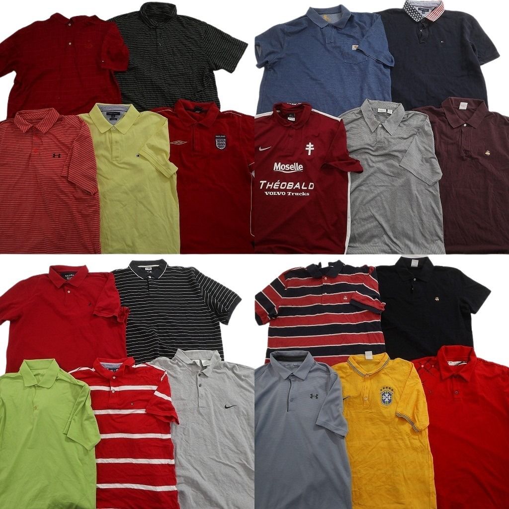 古着卸 まとめ売り ブランドMIX 半袖 ポロシャツ 20枚セット ( メンズ L/XL/2XL ) GUESS ナイキ ノーティカ カーハート トミー 中古 NE7006