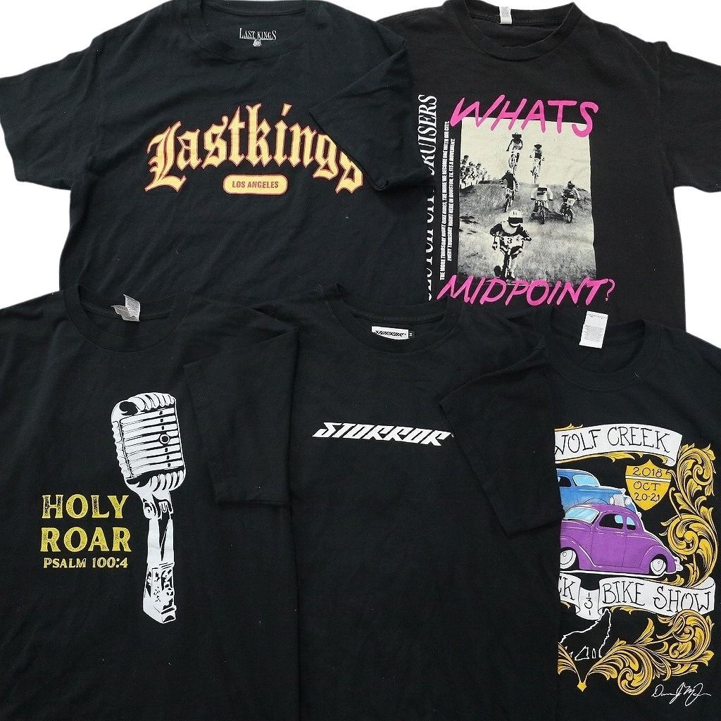 古着卸 まとめ売り 黒Tシャツ 20枚セット ( メンズ M ) カレッジ風