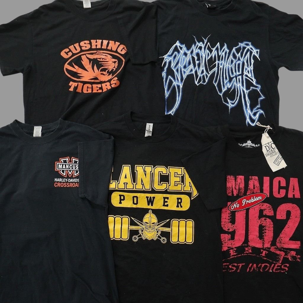 古着卸 まとめ売り 黒Tシャツ 20枚セット ( メンズ M ) カレッジ風