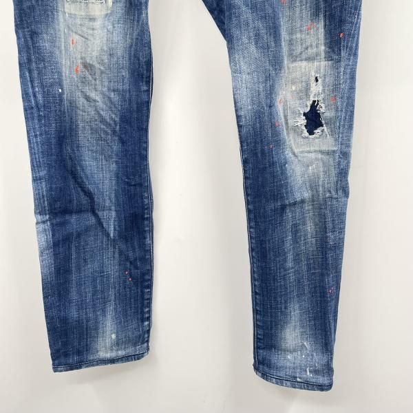 中古】DSQUARED2 ペイント ダメージデニム インディゴ サイズ46 ディー