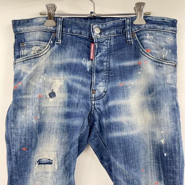 中古】DSQUARED2 ペイント ダメージデニム インディゴ サイズ46 ディー