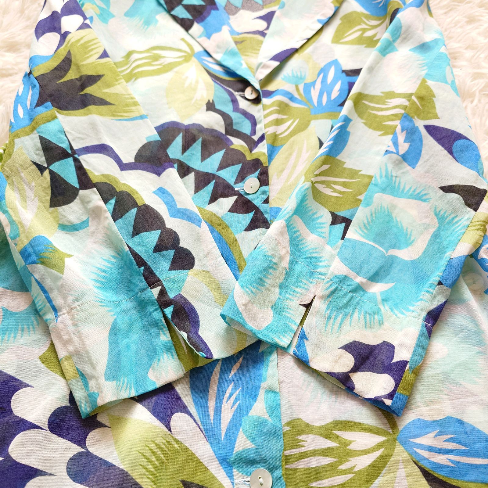 高級ライン MaxMara マックスマーラ 白タグ 花柄 総柄 コットン シアー 