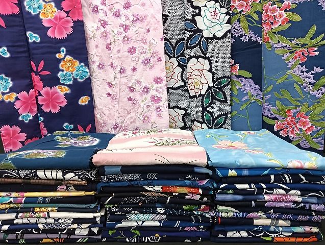 平和屋着物■浴衣 まとめて 45点 紫陽花 薔薇 花柄 型染め 暈し染め 金彩 など 着用可能多数 未使用品あり mmm1094