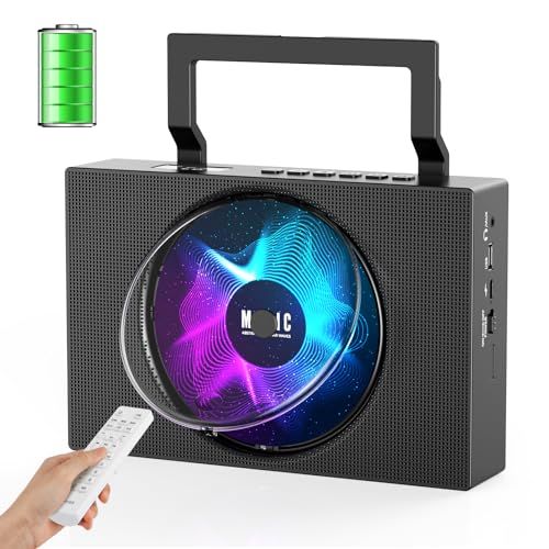 Gueray cdプレーヤー 卓上 Bluetooth送受信対応 充電可能 スピーカー内蔵 ポータブル 多機能 USB再生/AUX入力 ワイドFMラジオ cdラジカセ A-Bリピート 定時OFF機能 CDラジオプレーヤー 語学学習 音楽鑑賞 防災 PSE認as
