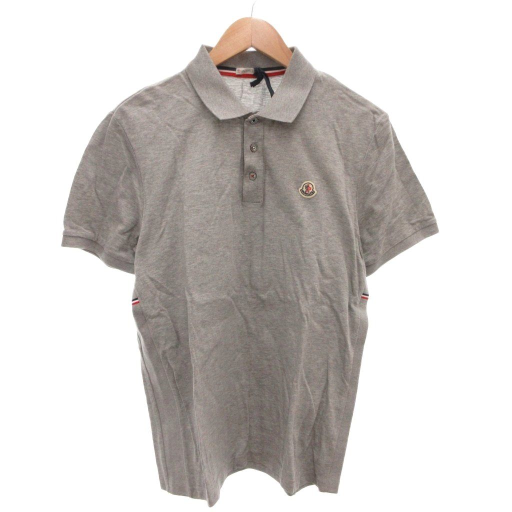 モンクレール MONCLER MAGLIA POLO MANICA CORTA ポロシャツ 半袖 鹿の子 ロゴ 刺繍 L グレー /FF