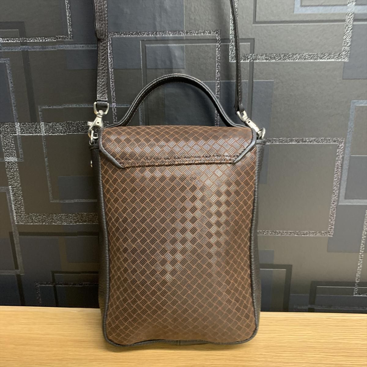 印傳屋 INDEN-YA 2WAY ショルダーバッグ ハンドバッグ 鹿革 漆 網代編 
