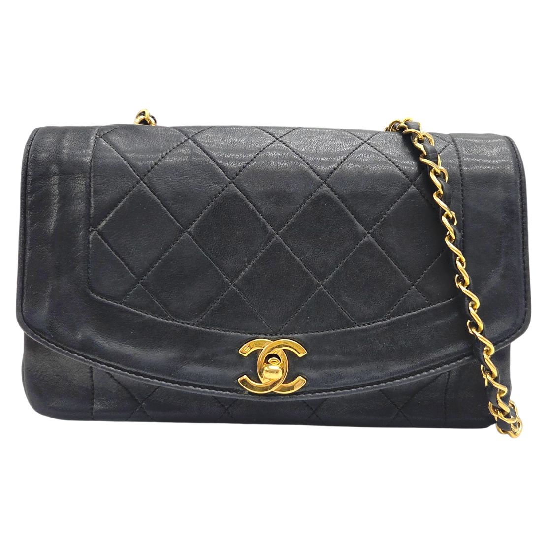 【中古】CHANEL シャネル A01164 マトラッセ ダイアナマトラッセ22 チェーンショルダー 2番台 ブラック ラムスキン ゴールド金具 G金具 ターンロック ココマーク ダイアナフラップ 肩掛け 人気 お出かけ【ブランドギャラリー心斎橋店】