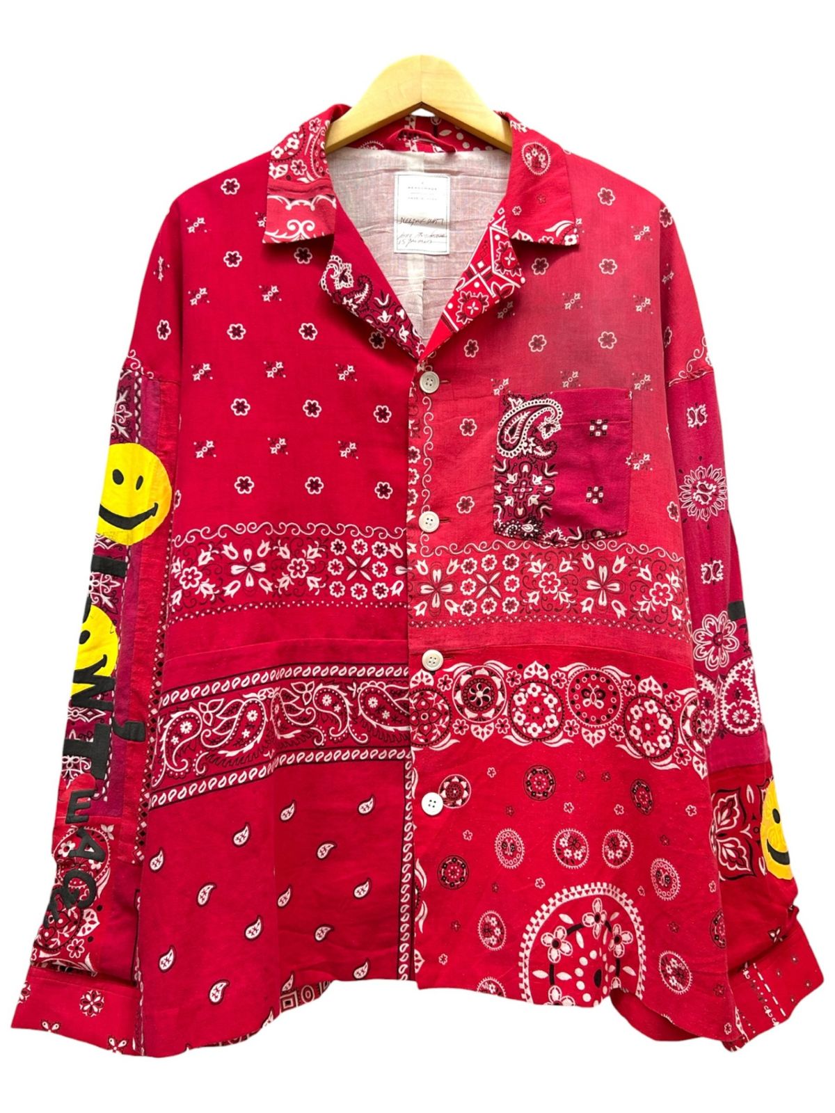 READYMADE (レディーメイド) SLEEPING SHIRT 長袖 シャツ 綿100% 裏地レーヨン70% 麻30% RE-C0-RE-00-00-93 1 レッド レディース/036