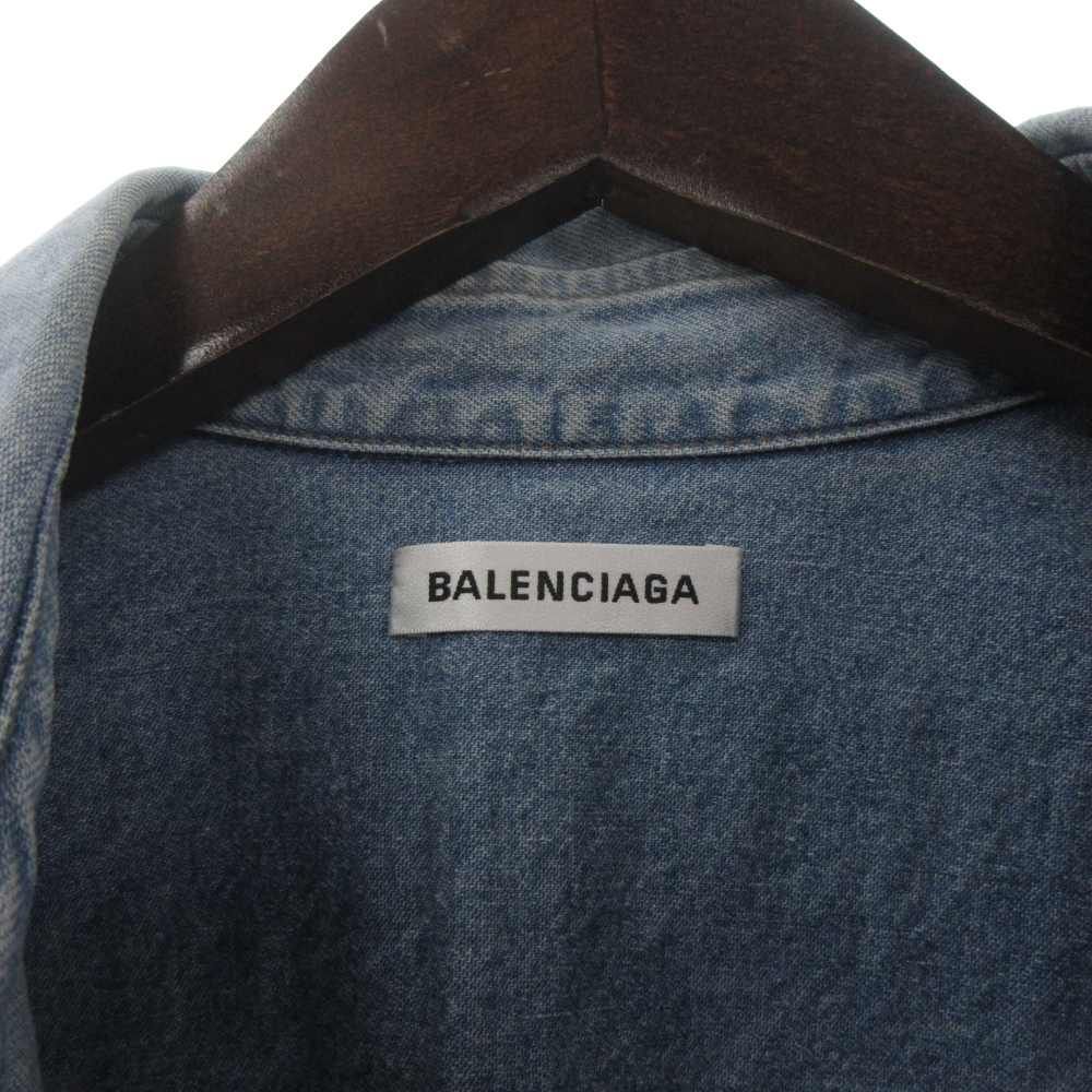 バレンシアガ BALENCIAGA ロゴ刺繍スナップデニムシャツ オーバー