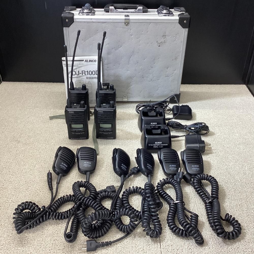 【中古】ALINCO/アルインコ トランシーバー4個＆充電器2個＆スピーカーマイク6個 計12個セット(ケース付)[203]