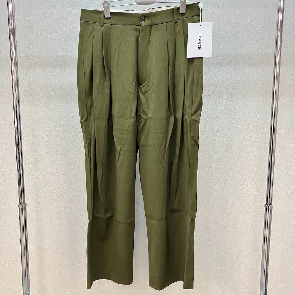 ヘドメイナー 23AW HED MAYNER 4タックパンツ ウール カーキ Mサイズ