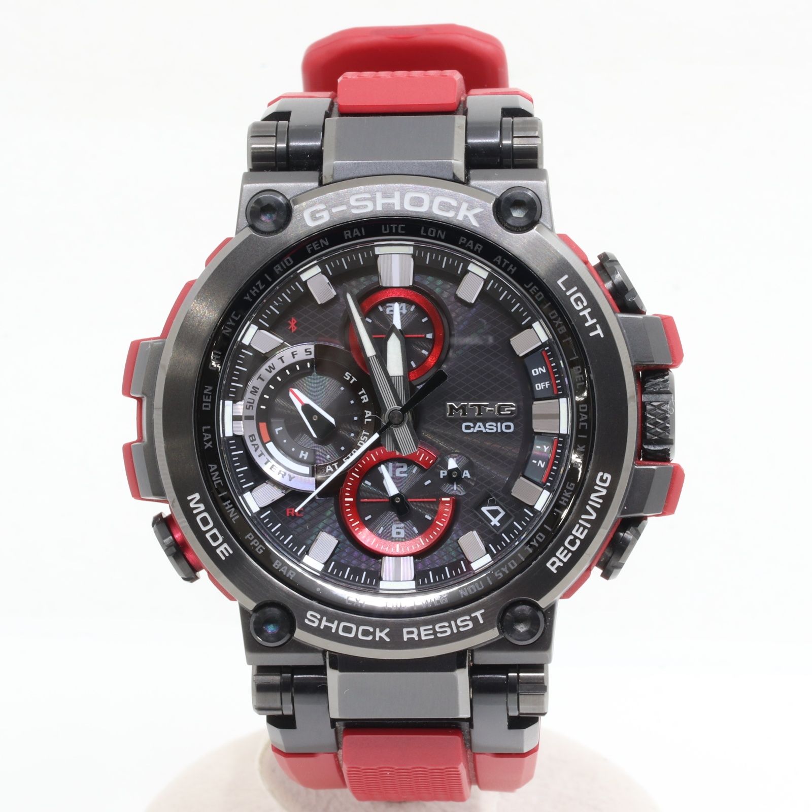 ITG9KI67R3G5 美品 CASIO カシオ G-SHOCK MTG-B1000B-1A4JF 電波ソーラー Bluetooth タフソーラー マルチバンド6 メンズ