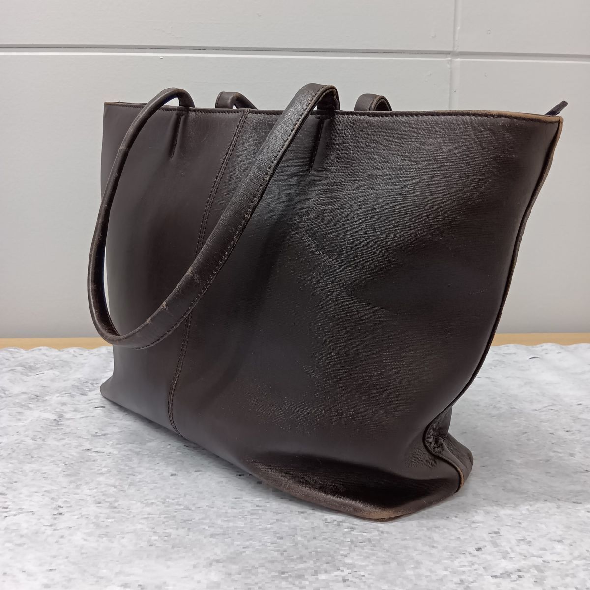 MURA ムラ 本革 サフィアーノ レザー シンプル トート バッグ ブラウン □□☆