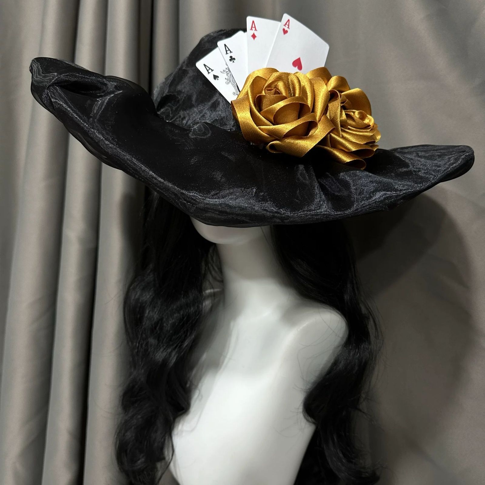 ゴスロリ ハット トランプの女王 コスプレ パーティー ハロウィン 大きいつば ランウェイ モデル