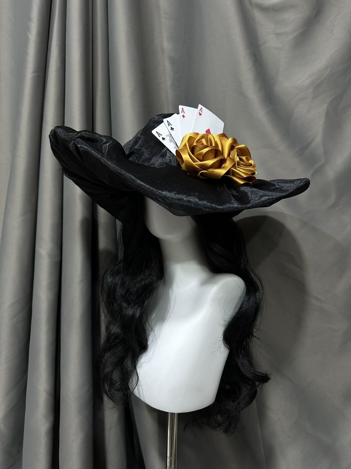 ゴスロリ ハット トランプの女王 コスプレ パーティー ハロウィン 大きいつば ランウェイ モデル