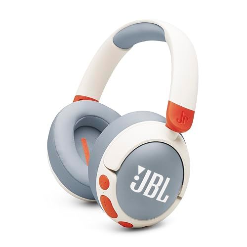 JBL Junior 470NC/子供向け/ノイズキャンセリング搭載/Bluetooth対応/有線接続対応/オーバーイヤーヘッドホン/音量制御機能搭載/マイク内蔵 / 約50時間連続再生 / アプリ対応/マルチポイント対応/カスタマイズシール付属/ホワイト/t