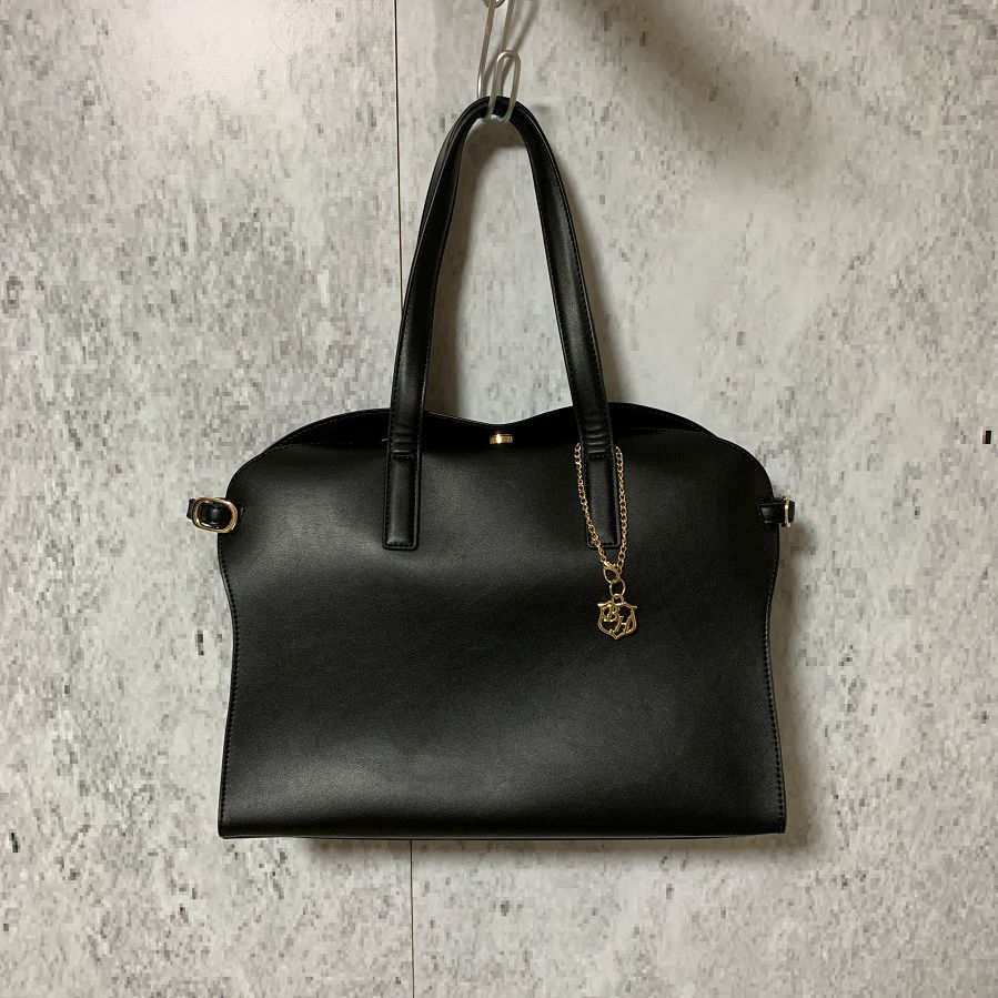 BASE ベース 2WAY ３層式 サイドベルト トートバッグ ショルダーベルト付き ブラック FREEサイズ □□☆