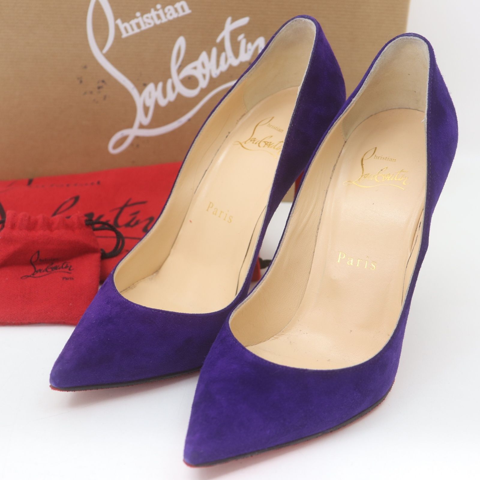 ITJEIGWA8KGS Christian Louboutin クリスチャン ルブタン スエード レザー ハイヒール ピンヒール パンプス パープル レディース サイズ35 1/2 箱付き