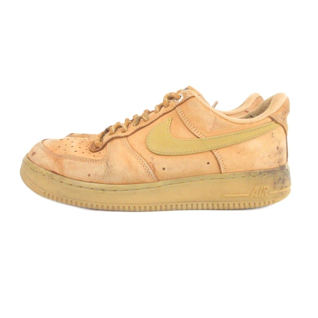 ナイキ NIKE スニーカー 26cm AIR FORCE 1 茶色 ライトブラウン 靴紐 フェイクスエード メンズ /IB ■GY99