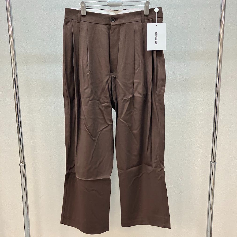 ヘドメイナー HED MAYNER 8 PLEAT PANTS 8プリーツパンツ ブラウン