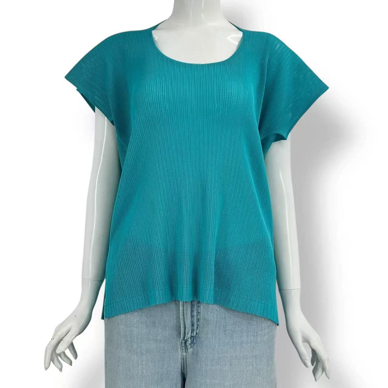 新品同様 ISSEY MIYAKE イッセイミヤケ PLEATS PLEASE プリーツプリーズ トップス カットソー ブルー サイズ3