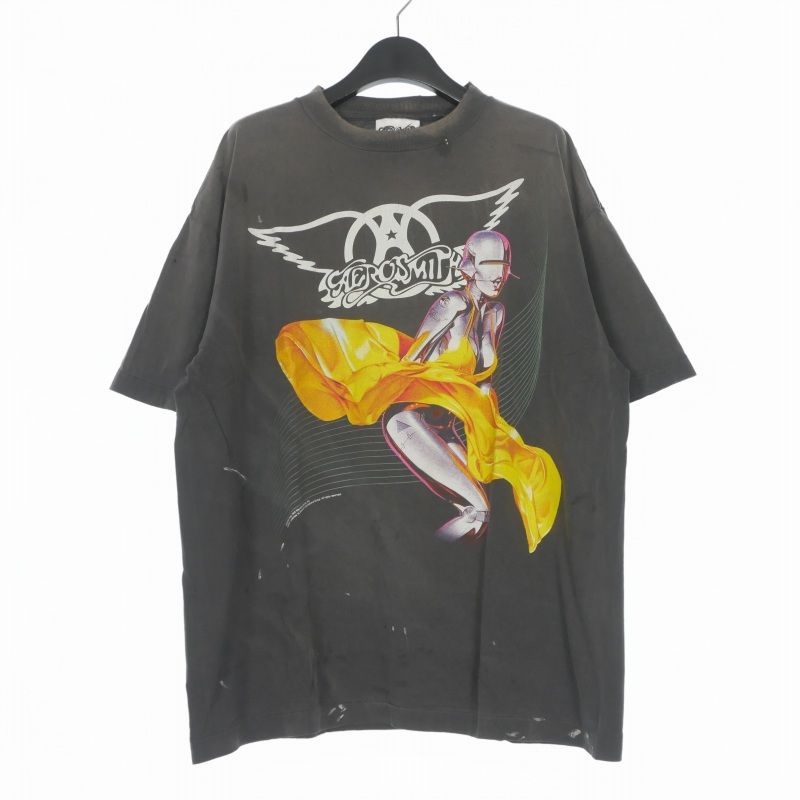 セントマイケル SAINTMICHAEL 26SS AEROSMITH AS_SS T-SHIRT Tシャツ カットソー 半袖 L ブラック 黒 SM-MK8-0000-C25