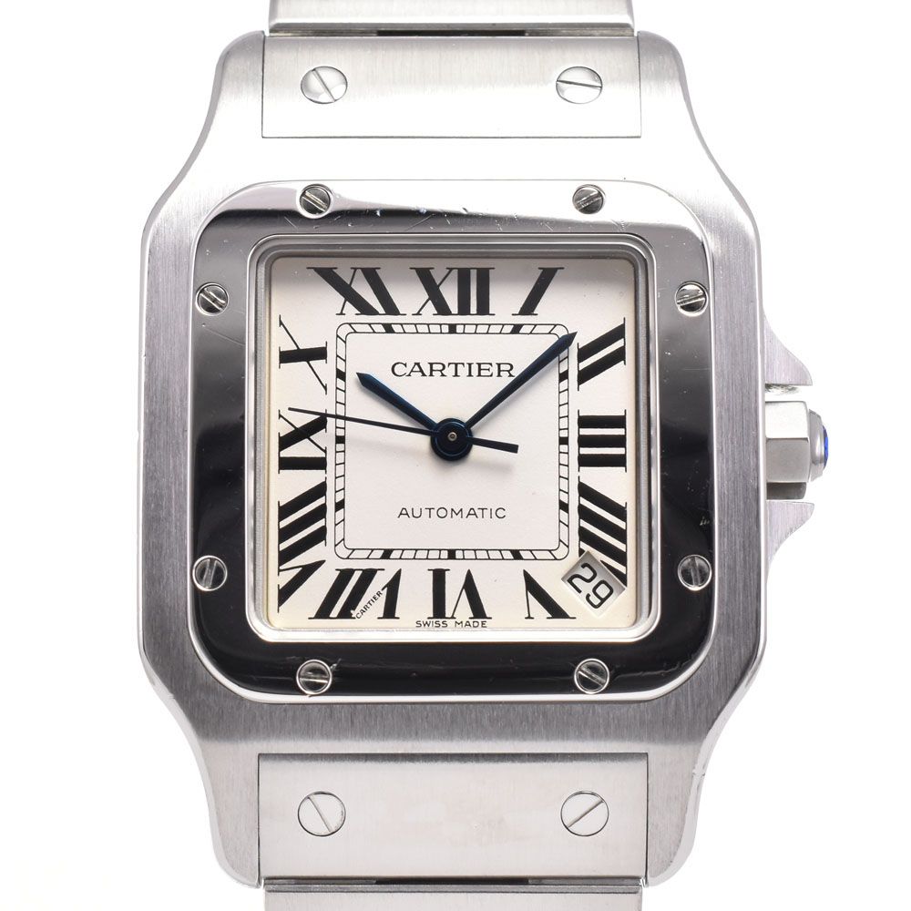 カルティエ CARTIER W20098D6 サントスガルベ XL デイト シルバー 自動巻き メンズ 良品 腕時計 G#147187