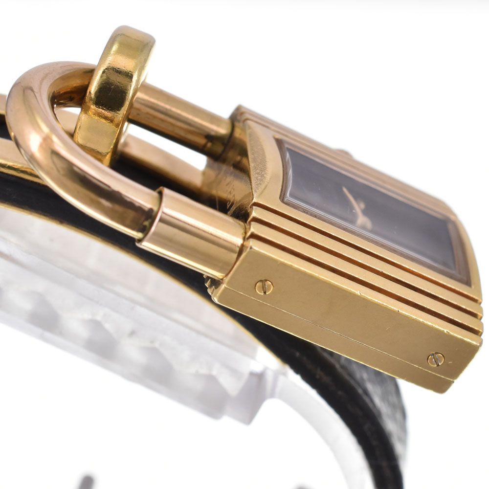エルメス HERMES ケリーウォッチ GP/レザー ブラック クォーツ レディース 腕時計 G#146874