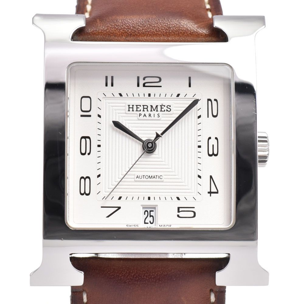 エルメス HERMES HH2.810 Hウォッチ TGM デイト シルバー 自動巻き メンズ 美品 腕時計 G#147136