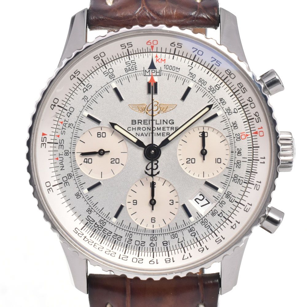 ブライトリング BREITLING A23322 ナビタイマー クロノグラフ シルバー 自動巻き メンズ 箱・保証書付き 腕時計 G#147516