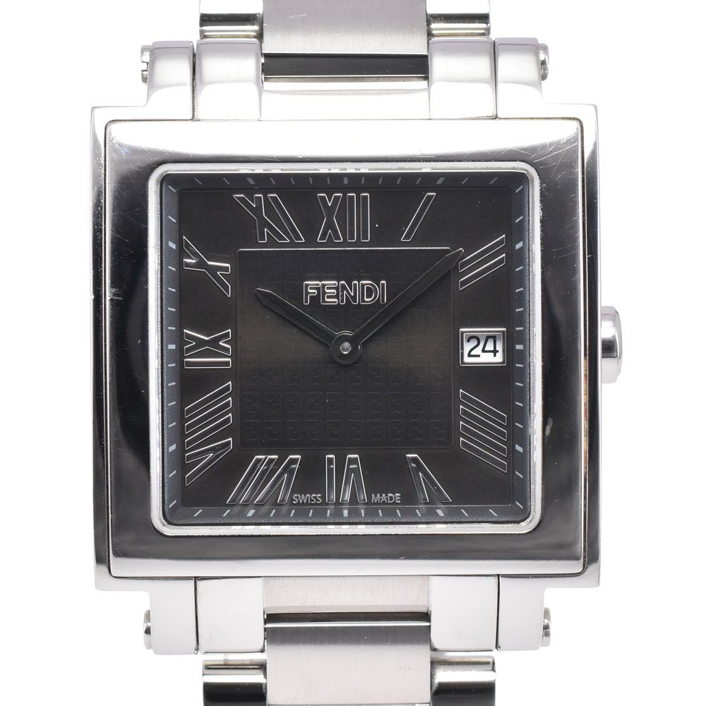 フェンディ FENDI 60500G クアドロ ブラック クォーツ メンズ 良品 腕時計 G#146814