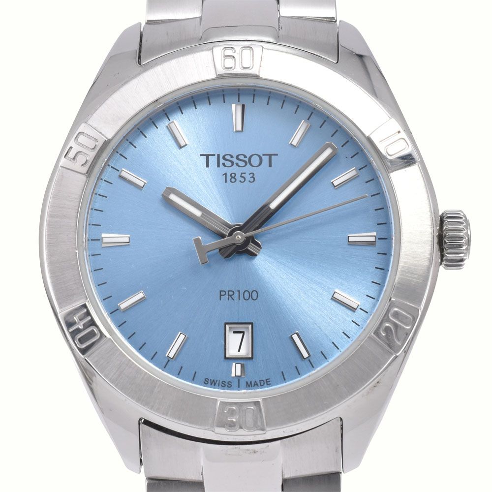 ティソ TISSOT T101.910.11.351.00 PR100 T-クラシック デイト ブルー クォーツ レディース 良品 箱付き 腕時計 G#147709