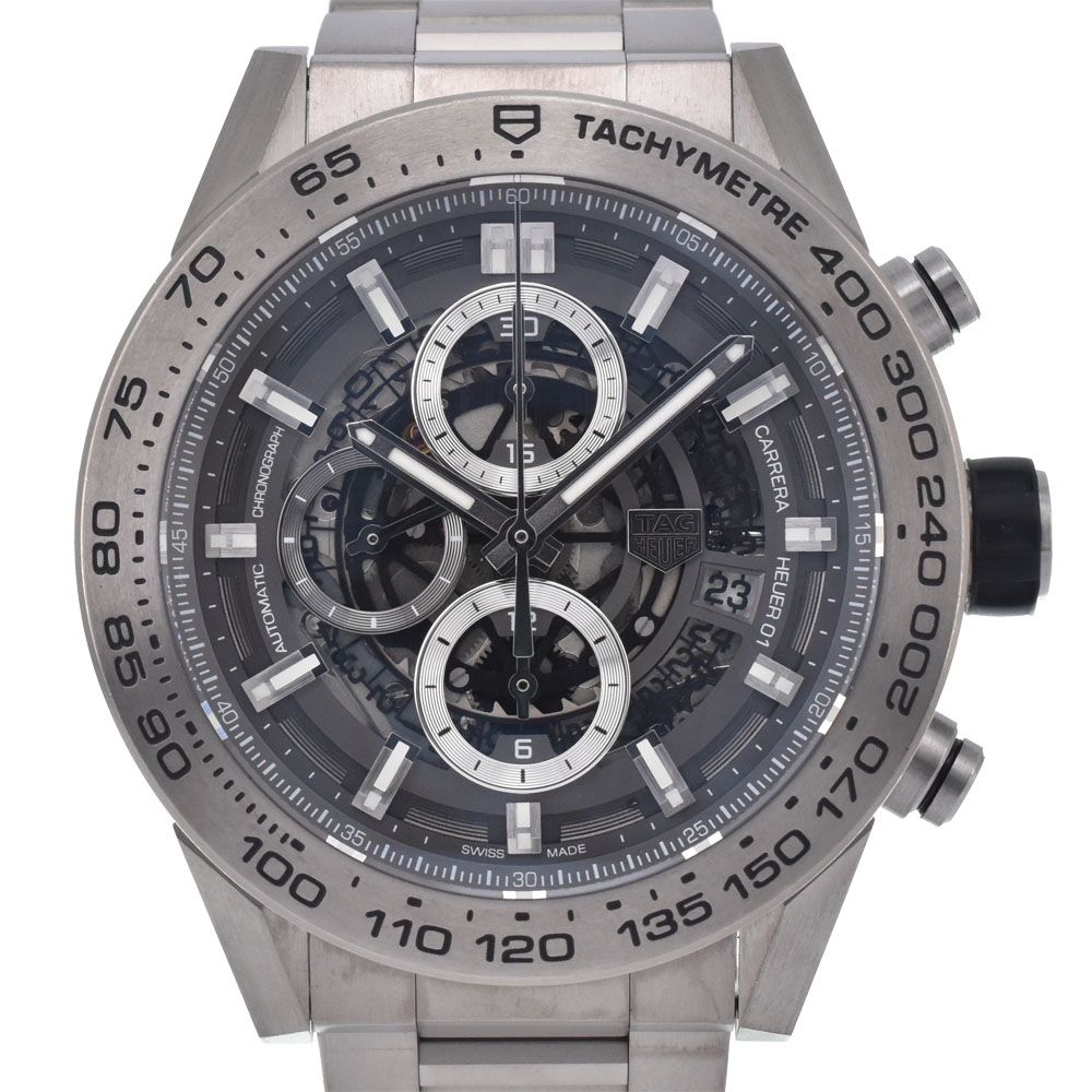 タグホイヤー TAG HEUER CAR2A8A.BF0707 カレラ キャリバーホイヤー01 チタン デイト 自動巻き メンズ 美品 箱付き 腕時計 G#147605