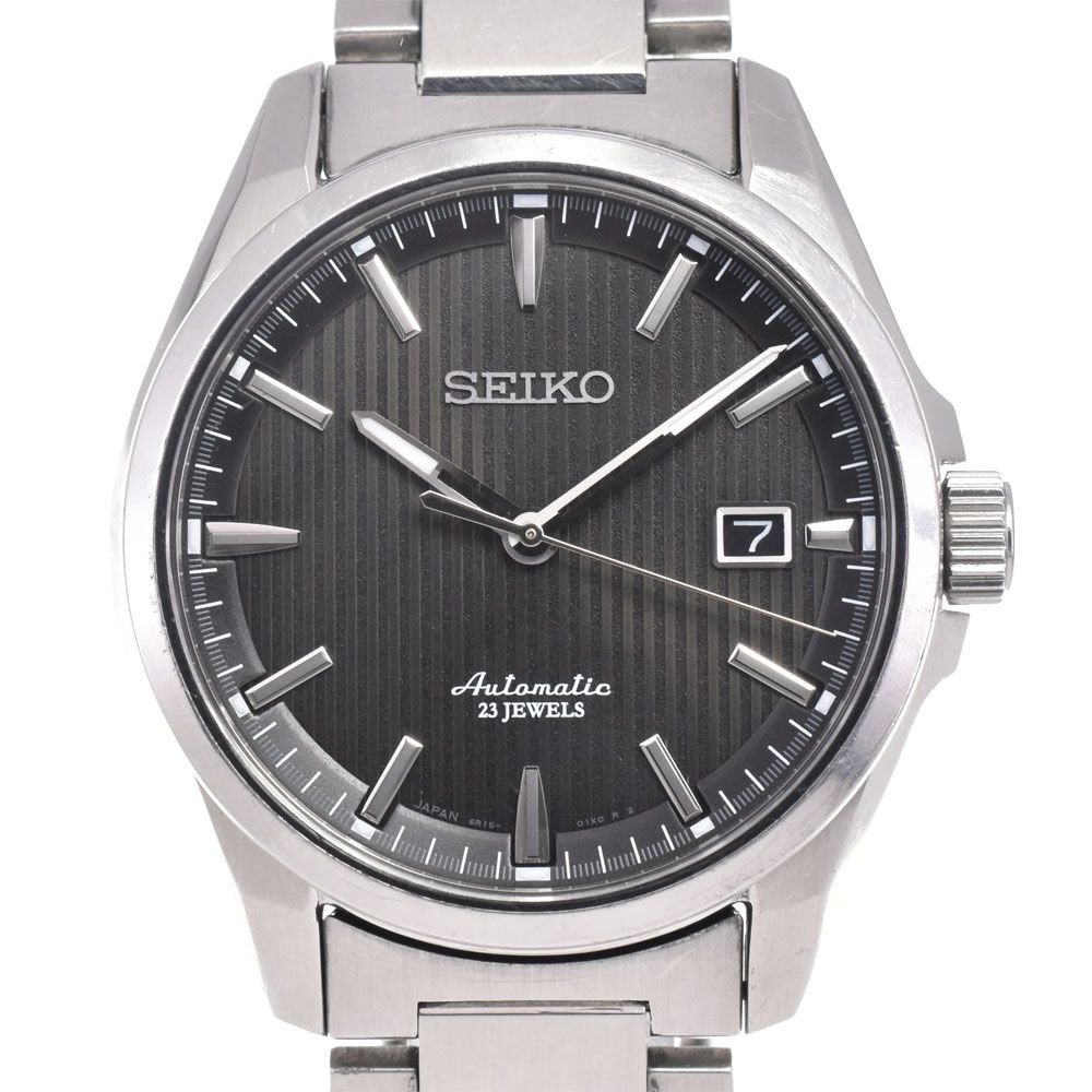 セイコー SEIKO 6R15-02M0 プレサージュ デイト ブラック 自動巻き メンズ 腕時計 G#147492