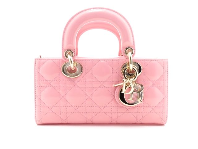 Dior ディオール バッグ カナージュ レディD-Joyバッグ スモール ピンク/GP パテント ハンドバッグ パテントレザー ピンク レディース【中古】437