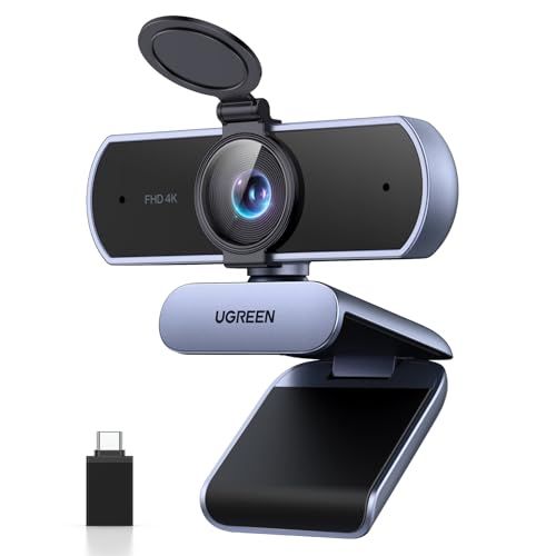 UGREEN FineCam Lite 4K ウェブカメラ PC用 Ultra HD 1080P 60FPS Webカメラ、マイク付き、プライバシーカバー、70° Fov、PDAF オートフォーカス、USB A＆USB C アダプター、プラグ＆プレイ、ストmi