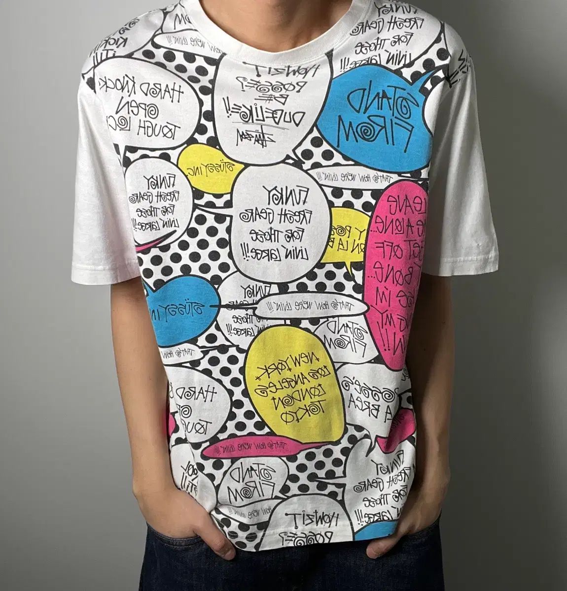 00's STUSSY スピーチ BUBBLE TEENFRESH プリンティング 半袖 Tシャツ M 00's STUSSY スピーチ BUBBLE TEENFRESH プリンティング 半袖 Tシャツ M