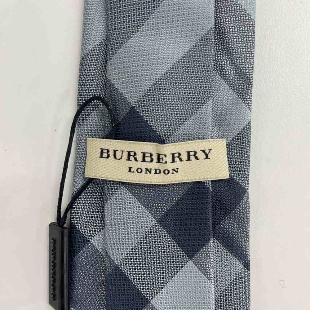 バーバリー ロンドン BURBERRY LONDON ネクタイ レギュラータイ チェック 絹 シルク ライトブルー /JS