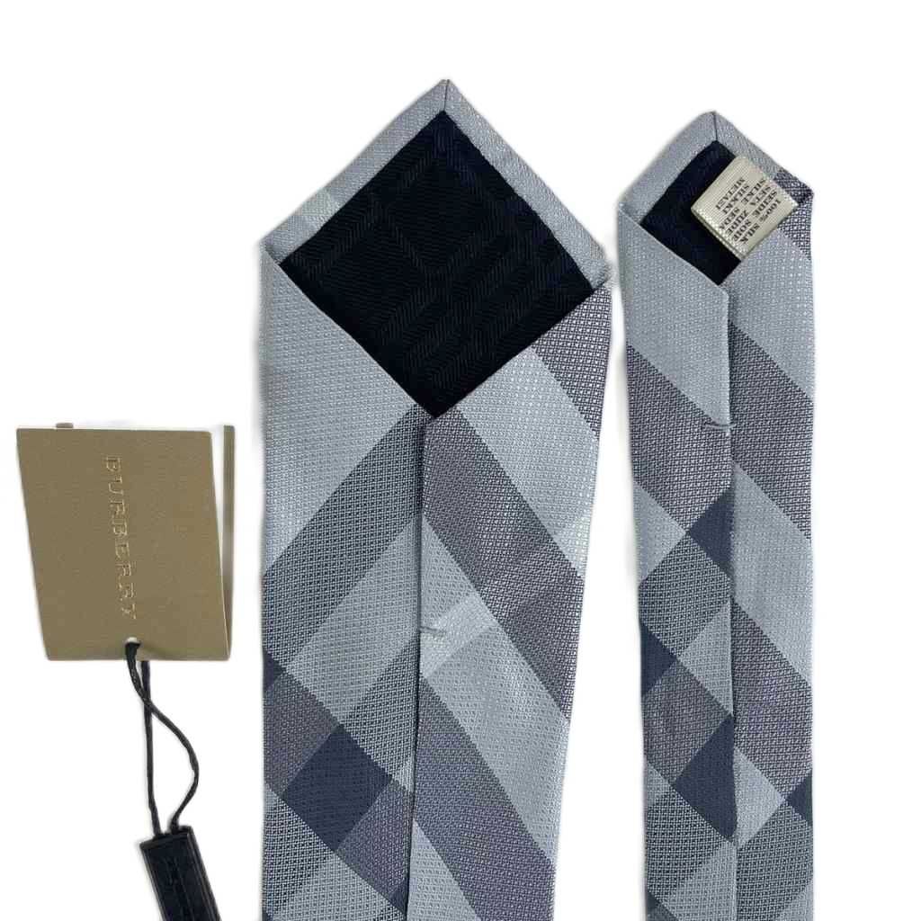 バーバリー ロンドン BURBERRY LONDON ネクタイ レギュラータイ チェック 絹 シルク ライトブルー /JS