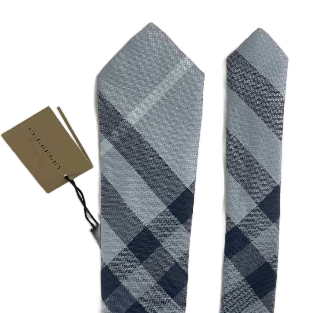 バーバリー ロンドン BURBERRY LONDON ネクタイ レギュラータイ チェック 絹 シルク ライトブルー /JS