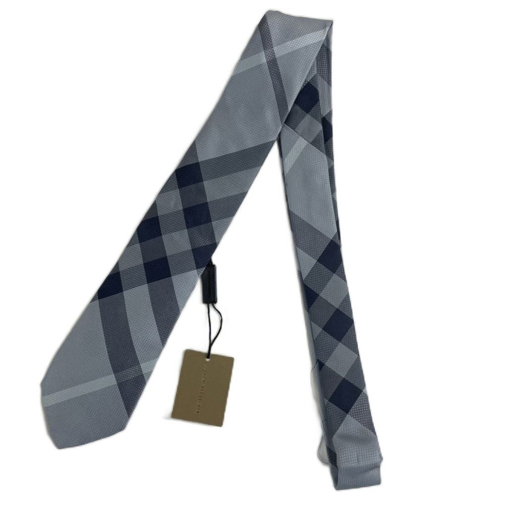 バーバリー ロンドン BURBERRY LONDON ネクタイ レギュラータイ チェック 絹 シルク ライトブルー /JS