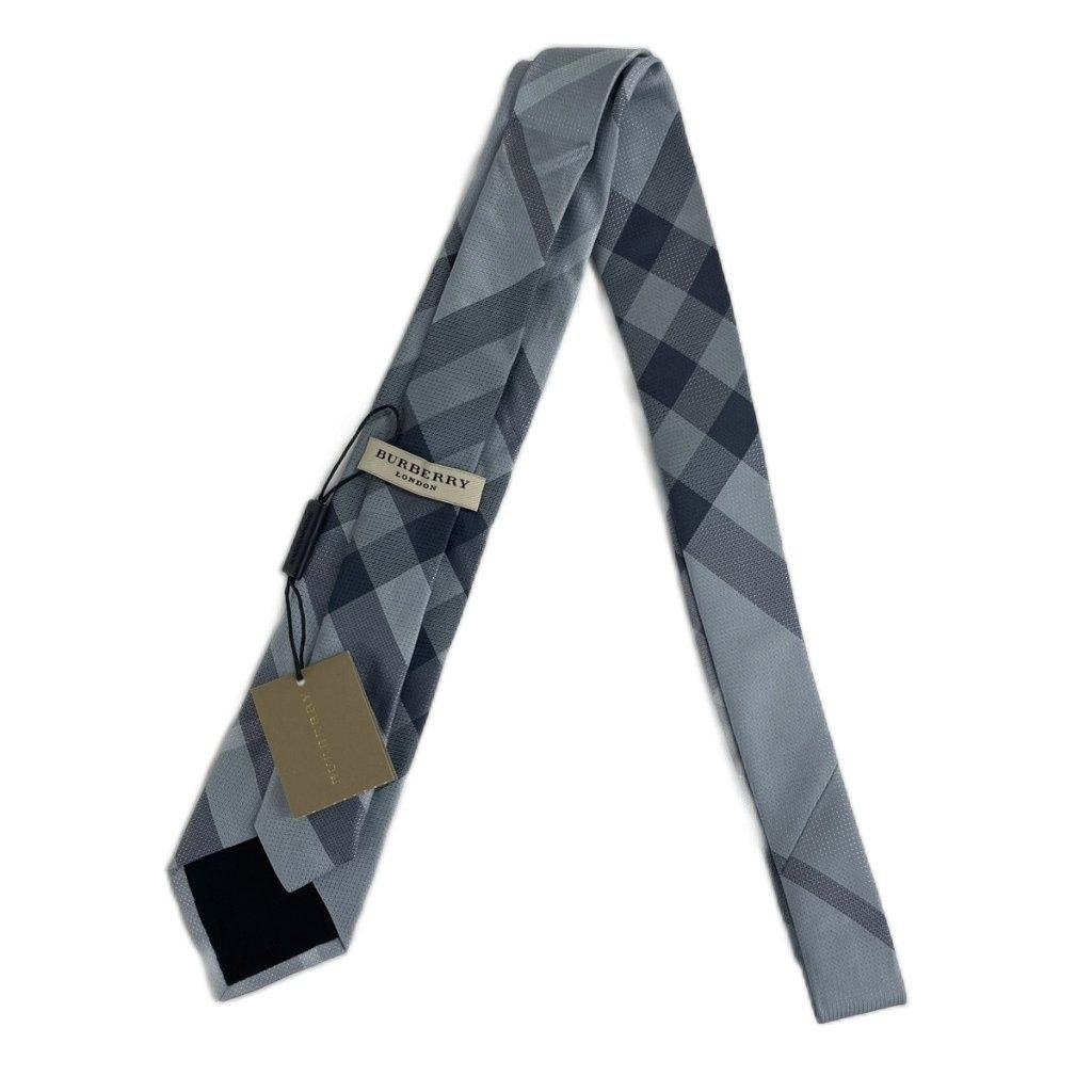 バーバリー ロンドン BURBERRY LONDON ネクタイ レギュラータイ チェック 絹 シルク ライトブルー /JS