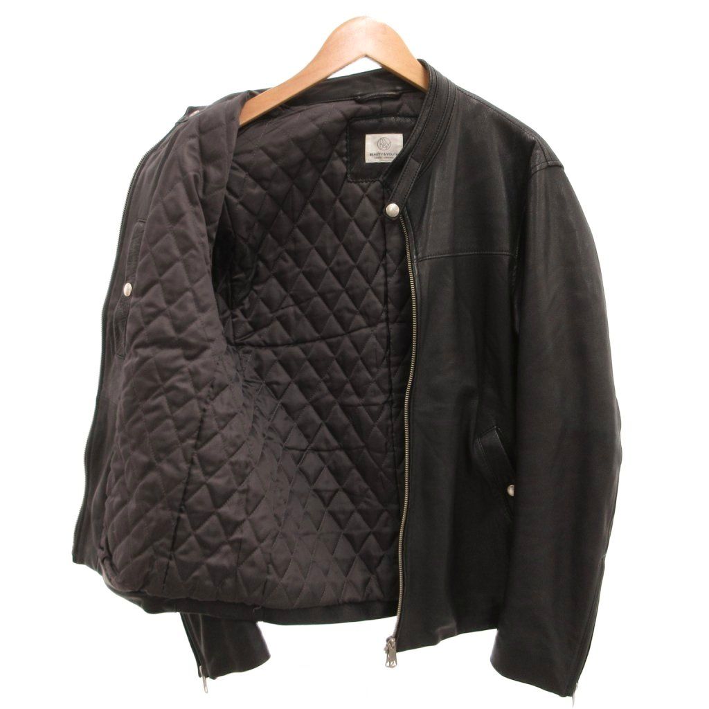 B&Y ユナイテッドアローズ BEAUTY&YOUTH ビューティー&ユース ライダースジャケット シングル ゴートスキン シボ革 L 黒 ブラック /JS B&Y ユナイテッドアローズ BEAUTY&YOUTH ビューティー&ユース ライダースジャケット シングル ゴートスキン シボ革 L 黒 ブラック /JS