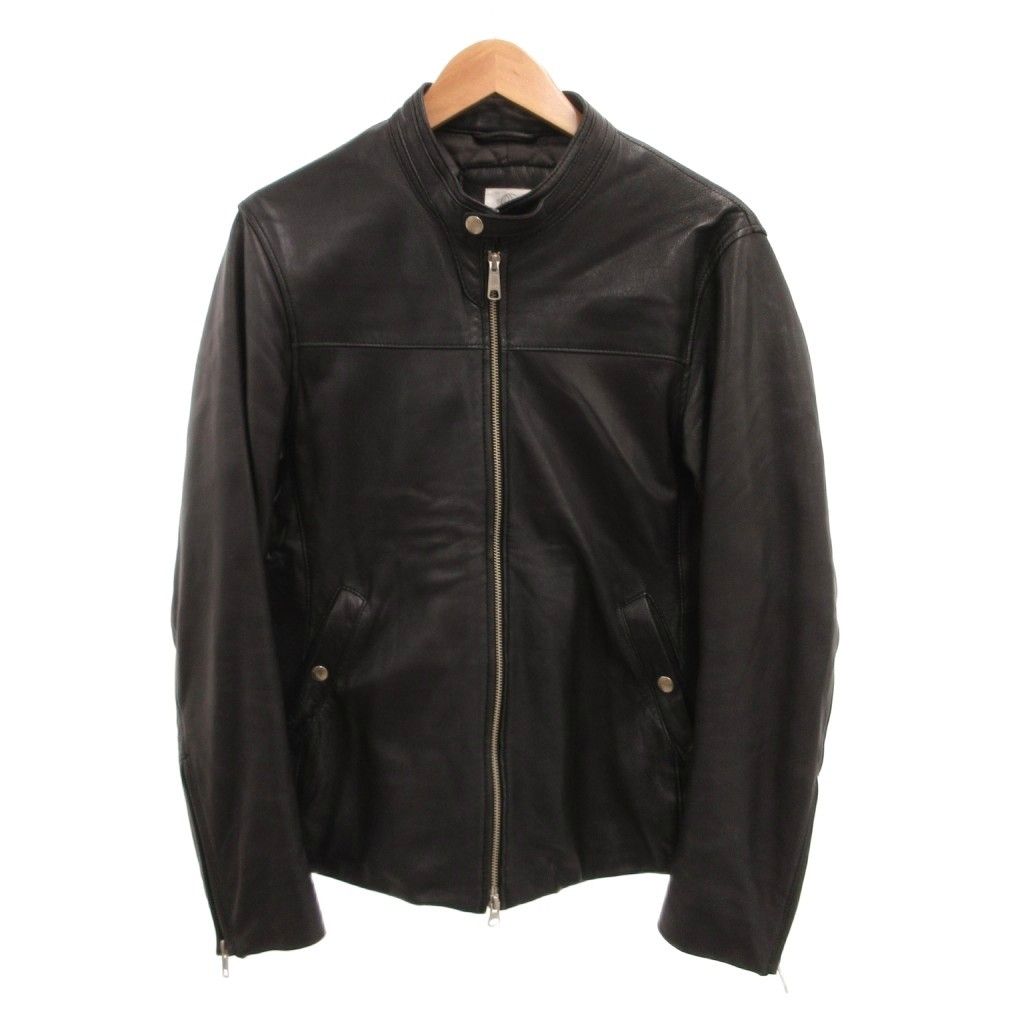 B&Y ユナイテッドアローズ BEAUTY&YOUTH ビューティー&ユース ライダースジャケット シングル ゴートスキン シボ革 L 黒 ブラック /JS