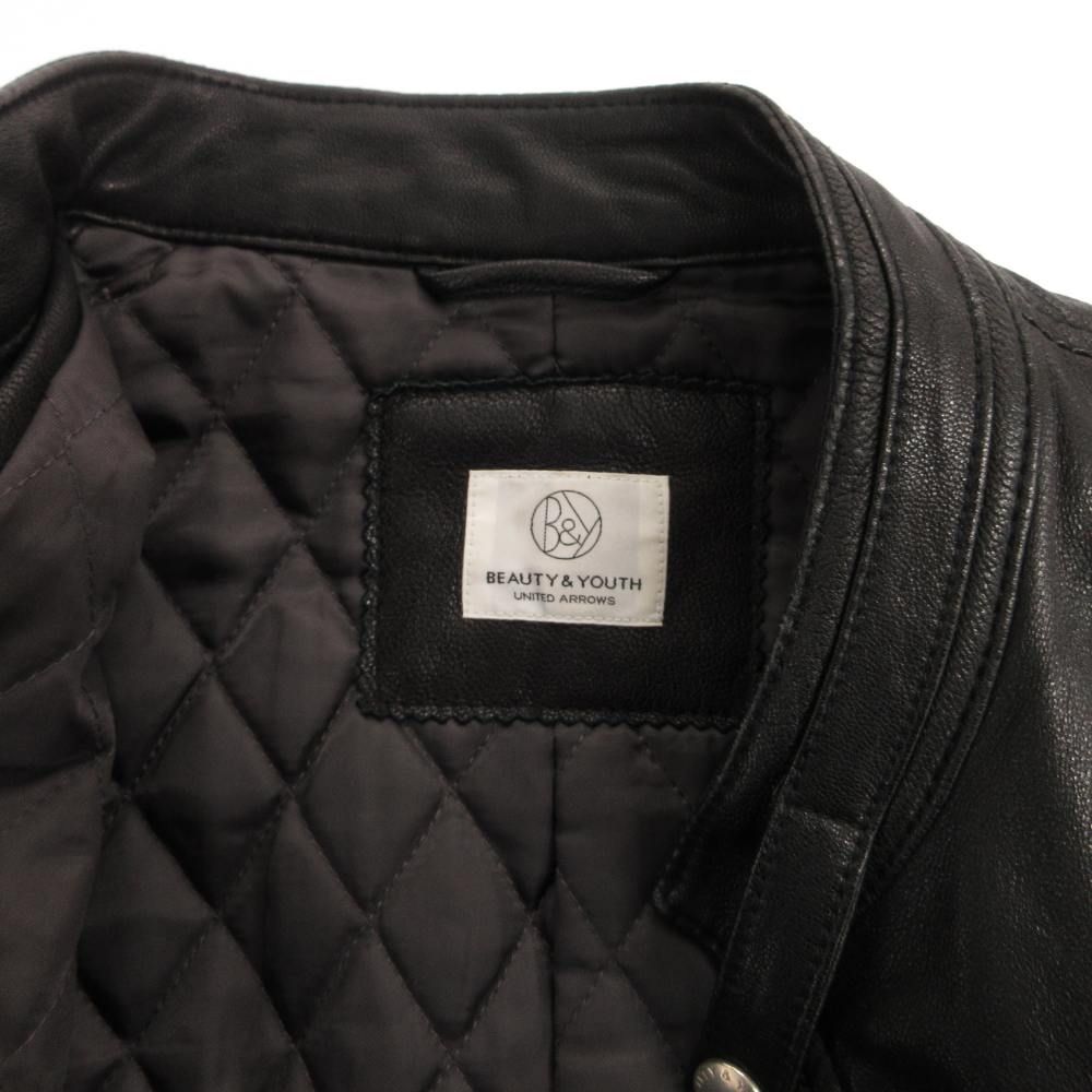 B&Y ユナイテッドアローズ BEAUTY&YOUTH ビューティー&ユース ライダースジャケット シングル ゴートスキン シボ革 L 黒 ブラック /JS B&Y ユナイテッドアローズ BEAUTY&YOUTH ビューティー&ユース ライダースジャケット シングル ゴートスキン シボ革 L 黒 ブラック /JS