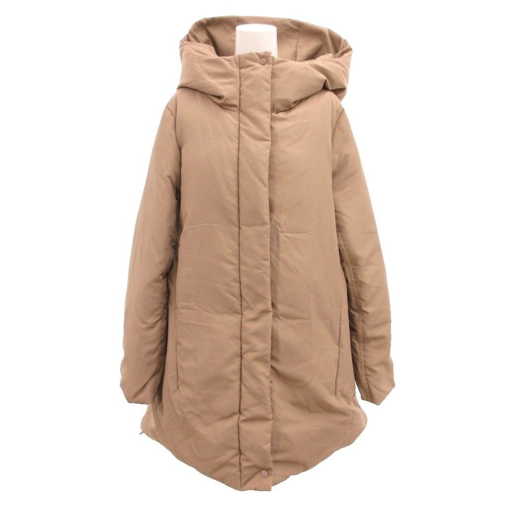 コムサ COMME CA MATURE 美品 ダウンコート ジャケット フード ミドル丈 F 茶 ブラウン /JS